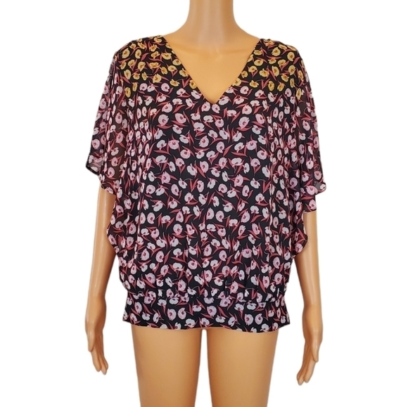Ann Taylor factory floral short sleeve blouse - Picture 9 of 9